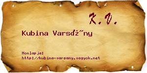Kubina Varsány névjegykártya